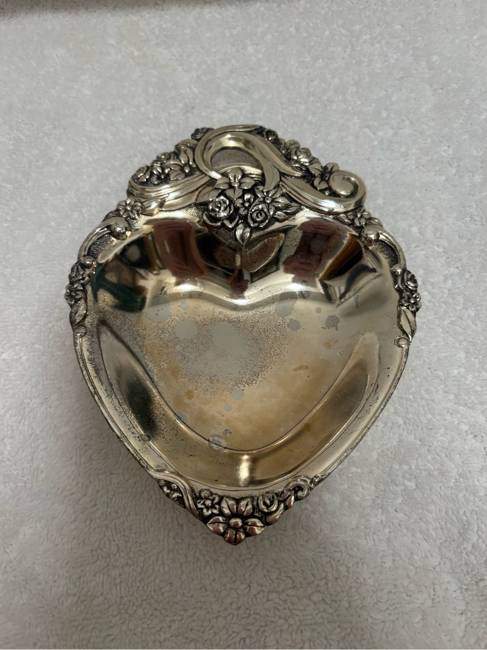 Vintage Leonard Ornate Heart-Shaped Decorative Bowl in Silver Plate